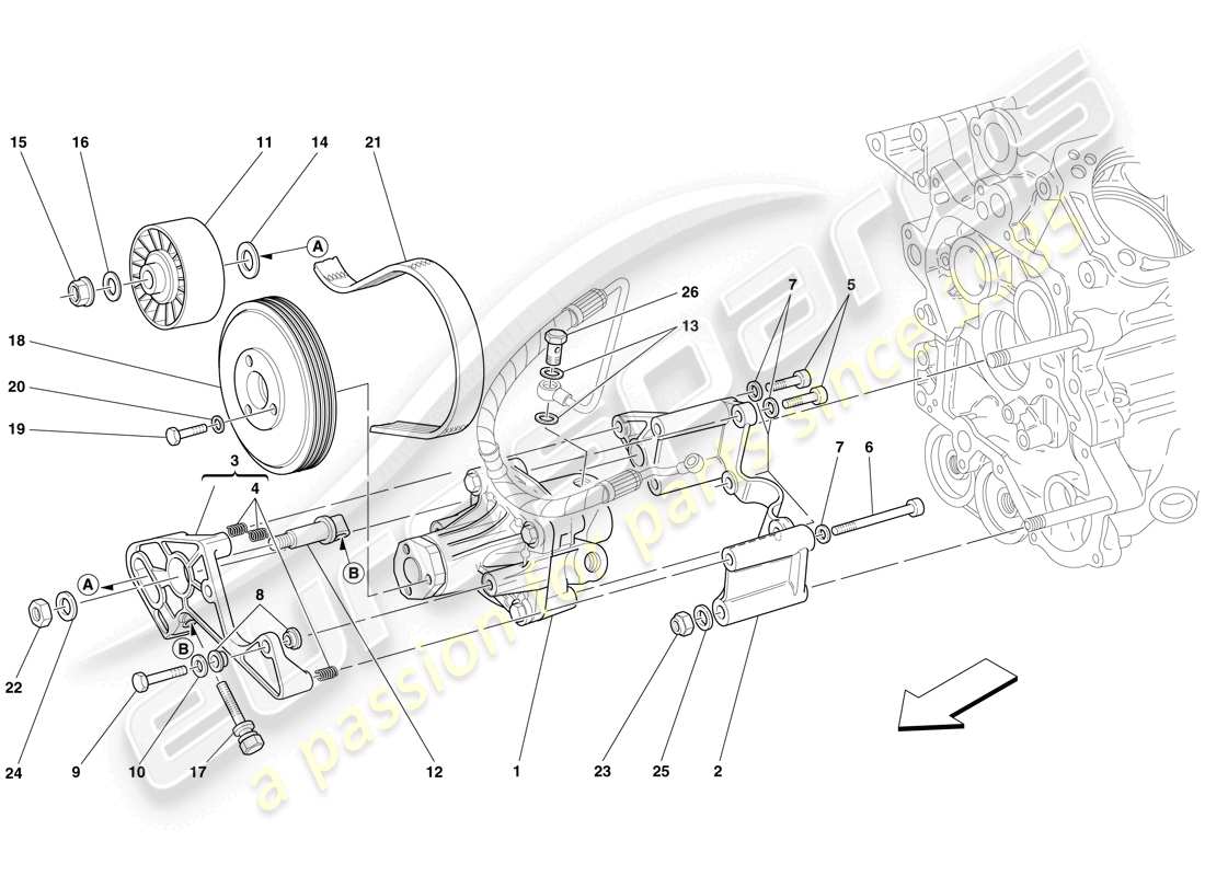 ferrari 612 sessanta (rhd) power steering pump parts diagram