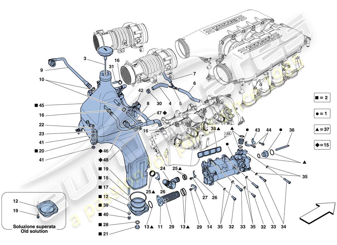 ferrari 458 spider (rhd) lubrication system: tank, pump and filter part diagram