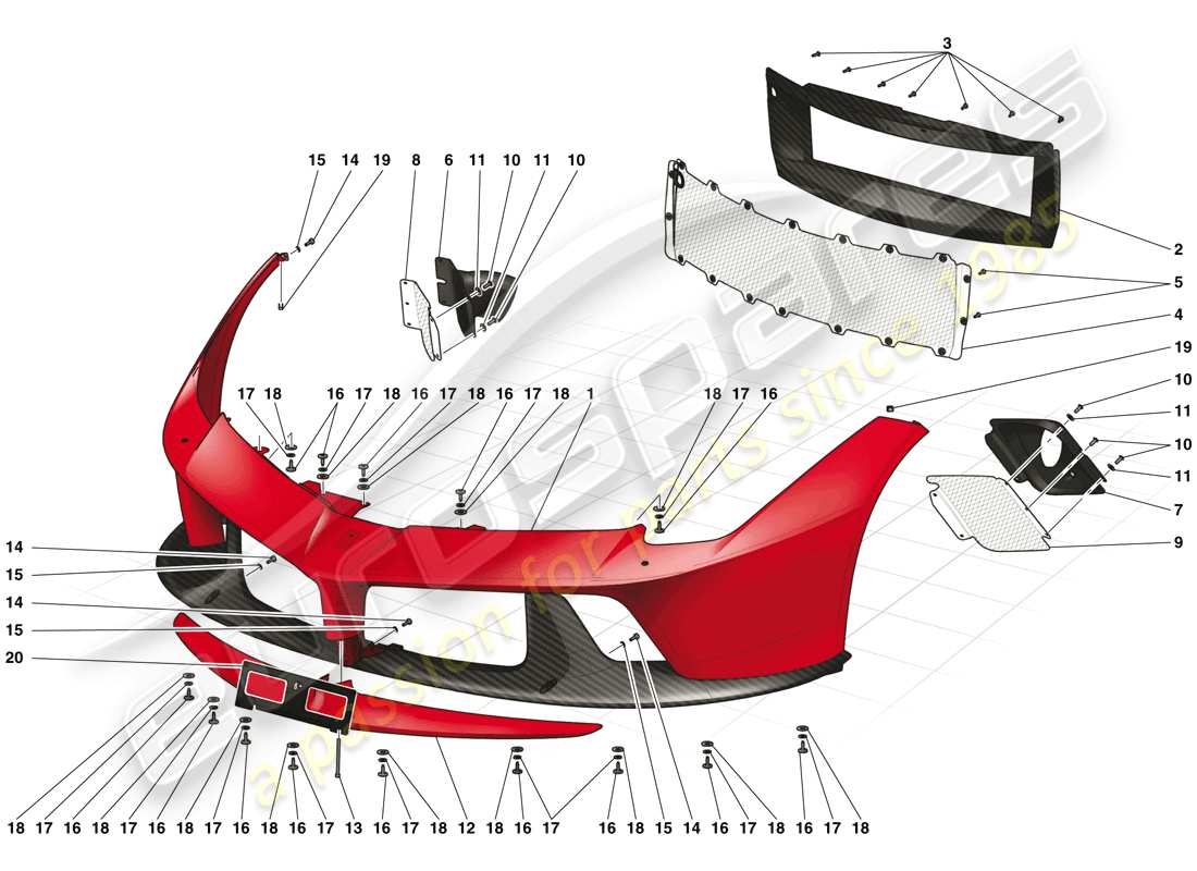 ferrari laferrari (usa) front bumper part diagram