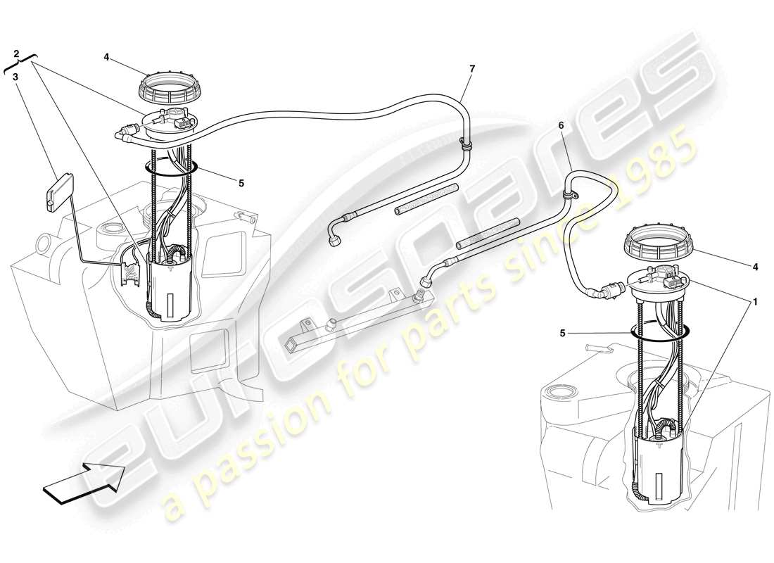 ferrari f430 spider (usa) fuel system pumps and pipes parts diagram