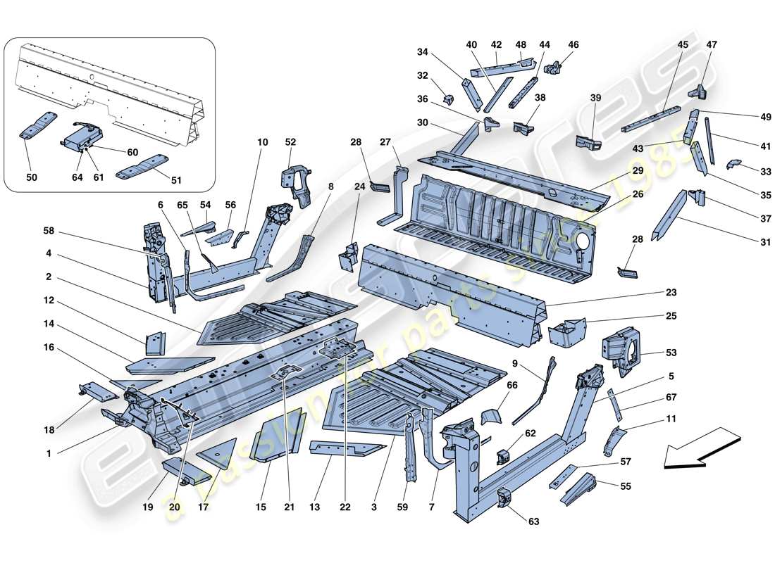 ferrari 458 speciale aperta (europe) central elements and panels parts diagram