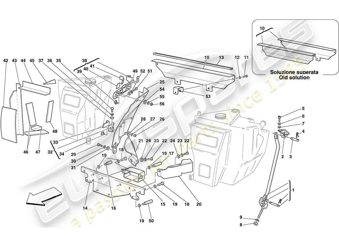ferrari f430 coupe (rhd) fuel tanks - fasteners and guards parts diagram