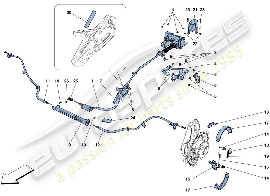 ferrari f12 berlinetta (usa) parking brake control part diagram