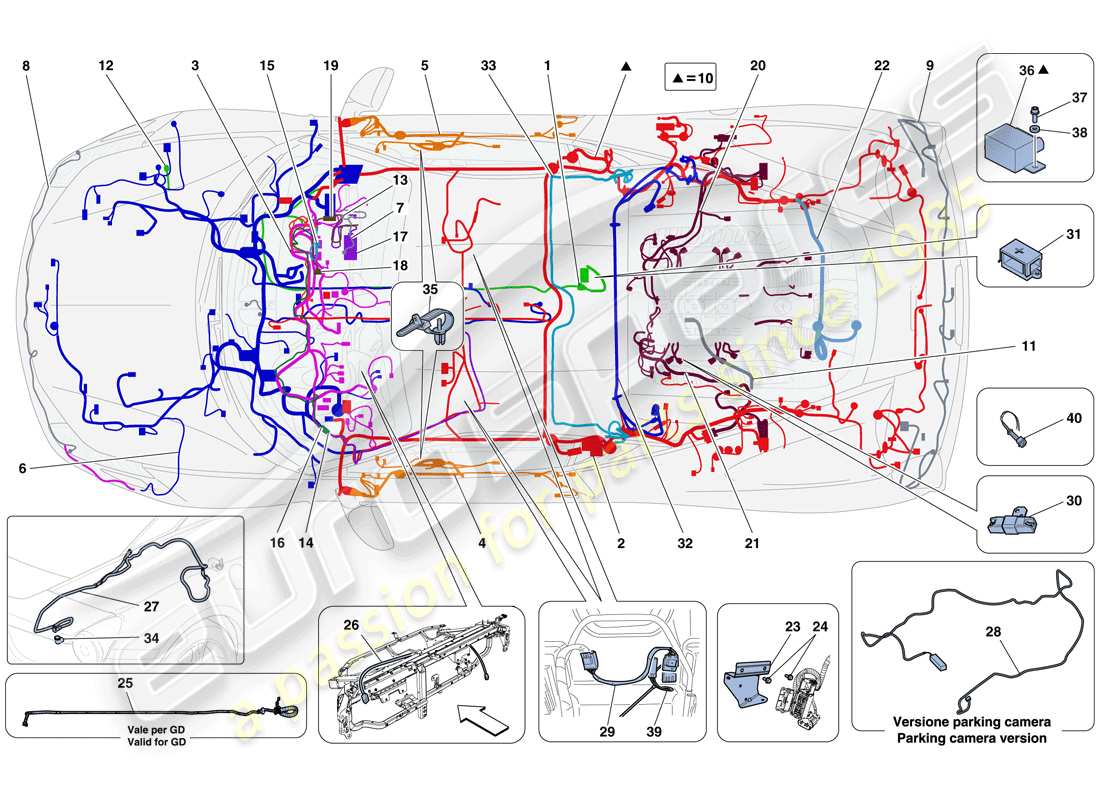 ferrari 458 italia (usa) main wiring harnesses part diagram