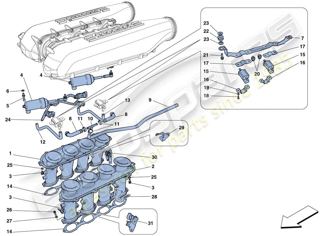 ferrari 458 italia (usa) intake manifold part diagram