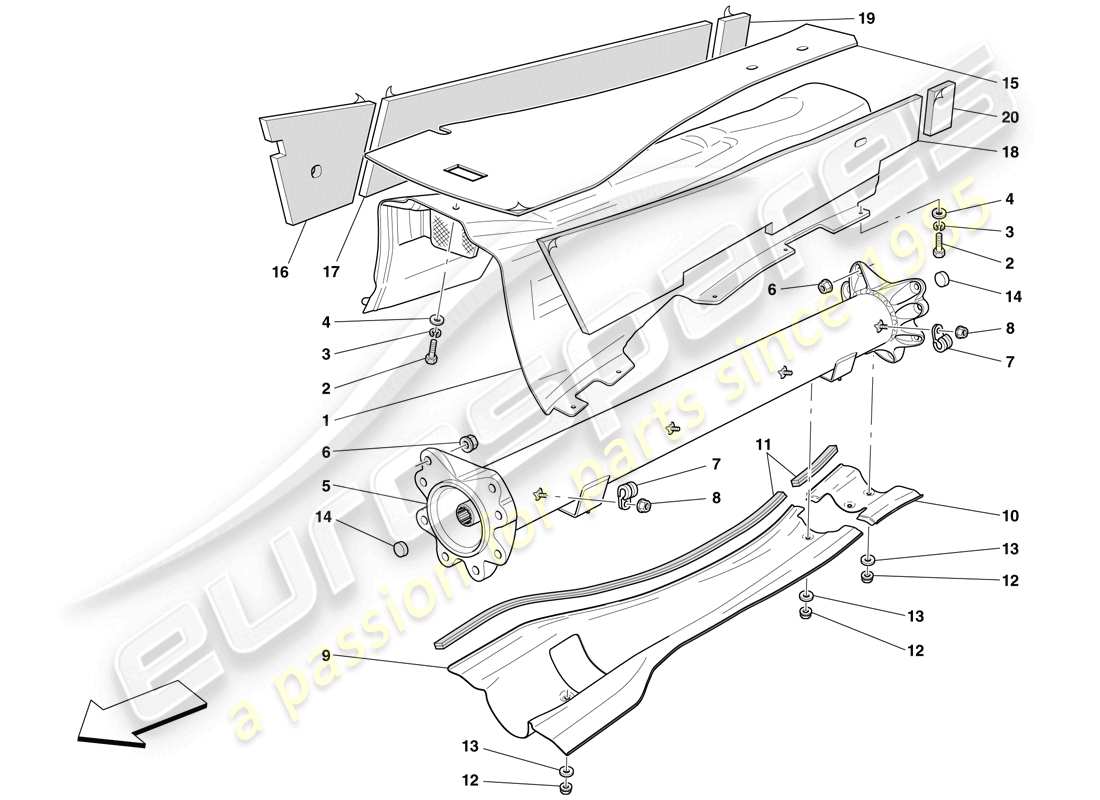 ferrari 612 scaglietti (usa) engine/gearbox connector pipe and insulation part diagram