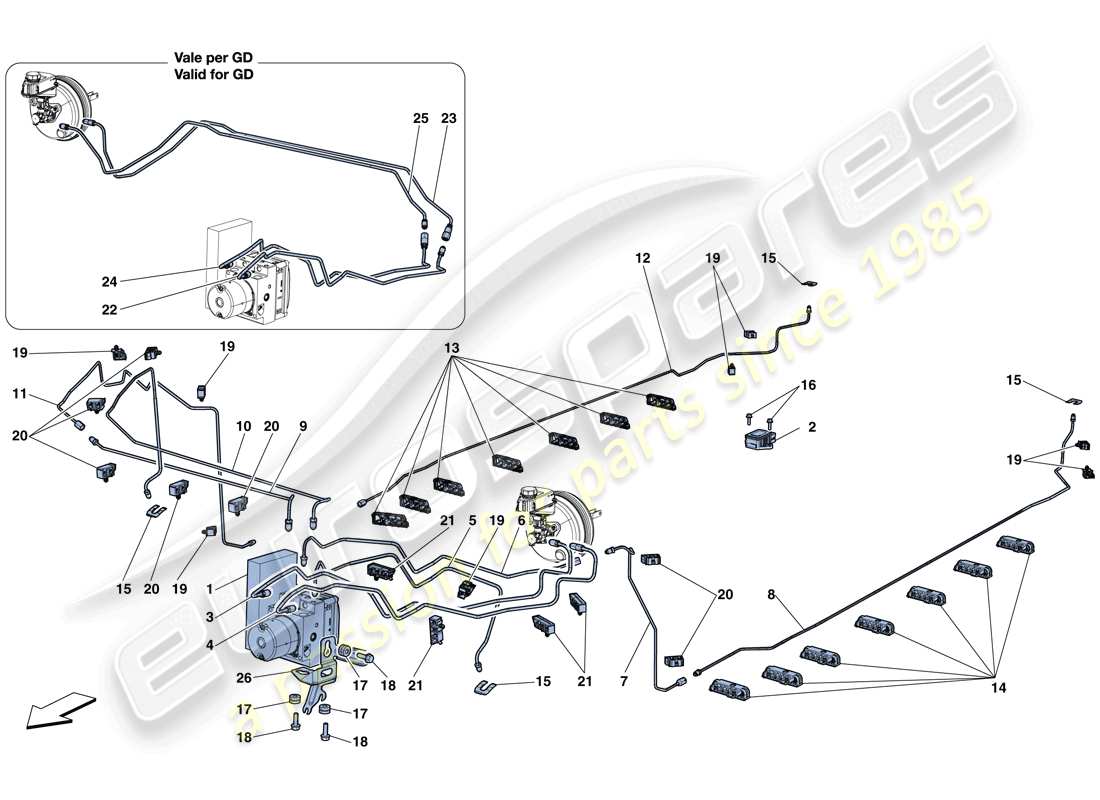 ferrari california t (usa) brake system parts diagram