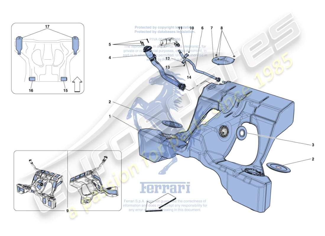 ferrari gtc4 lusso (europe) fuel tank and filler neck part diagram