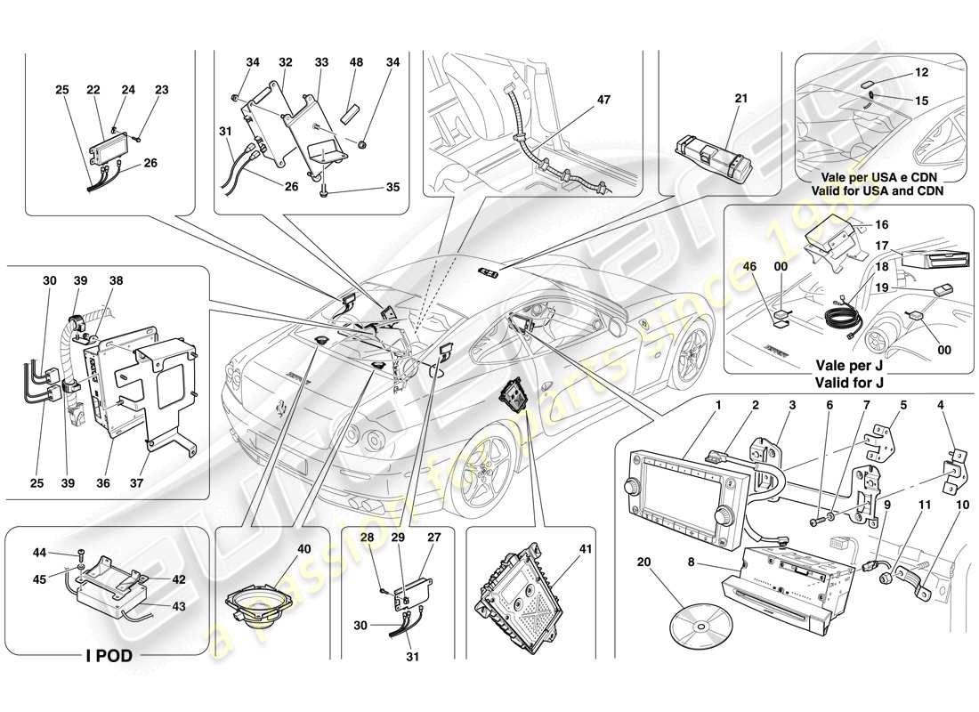 ferrari 612 sessanta (europe) audio system - enhanced version part diagram