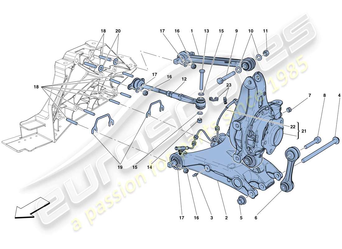 ferrari f12 berlinetta (usa) rear suspension - arms parts diagram
