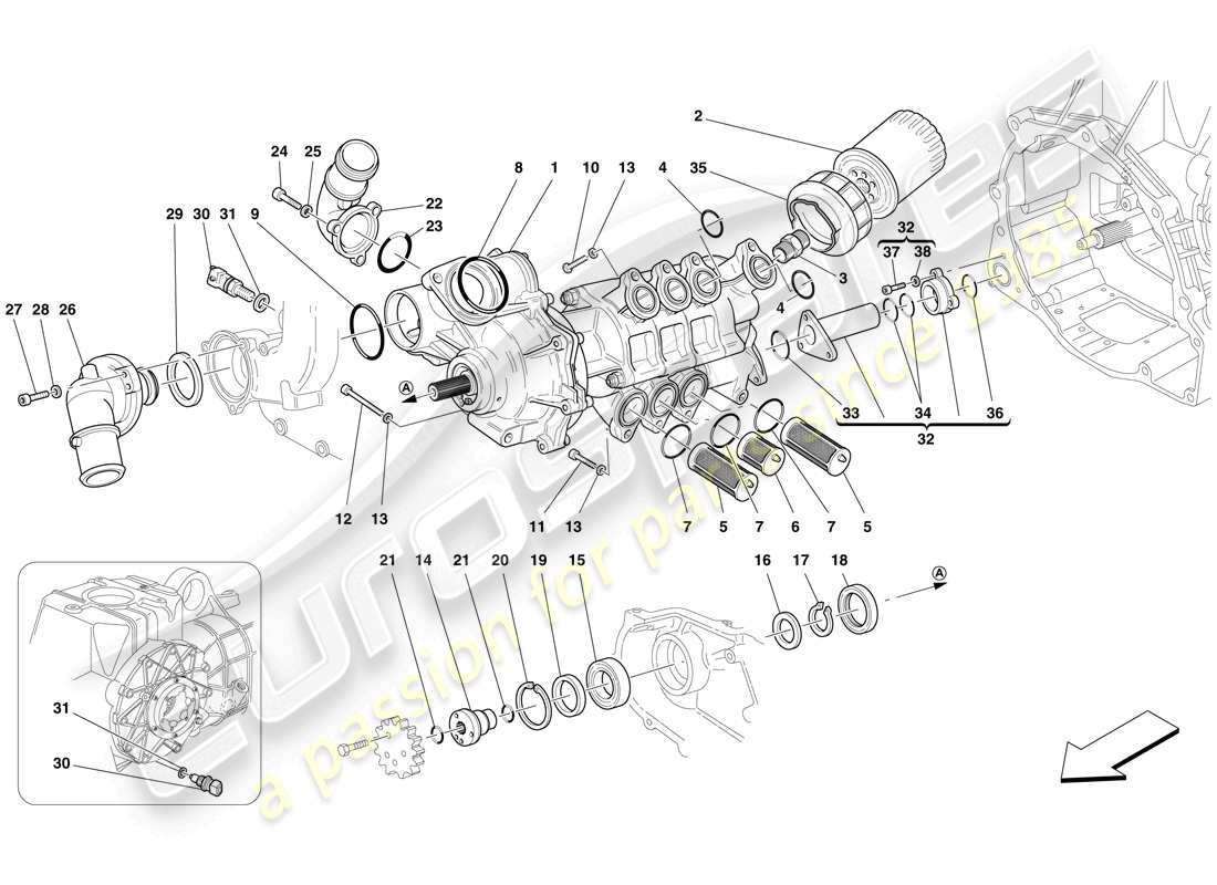 ferrari f430 spider (europe) oil / water pump part diagram
