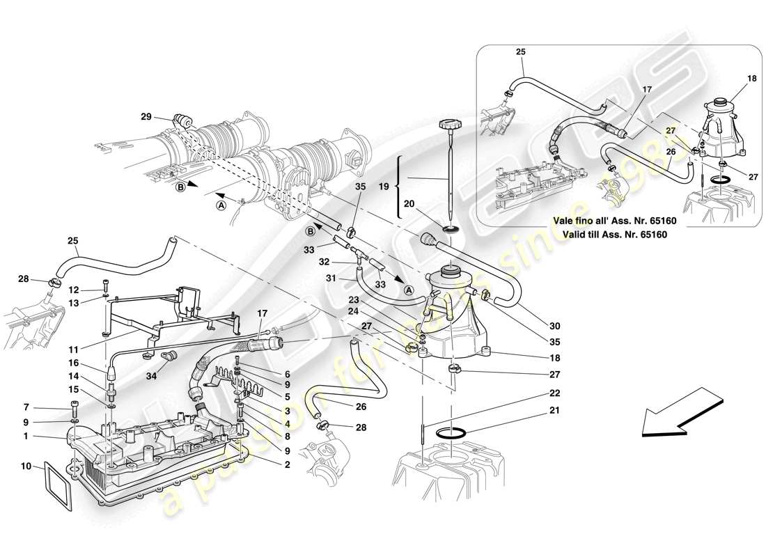 ferrari f430 spider (rhd) lubrication system - tank - heat exchanger parts diagram