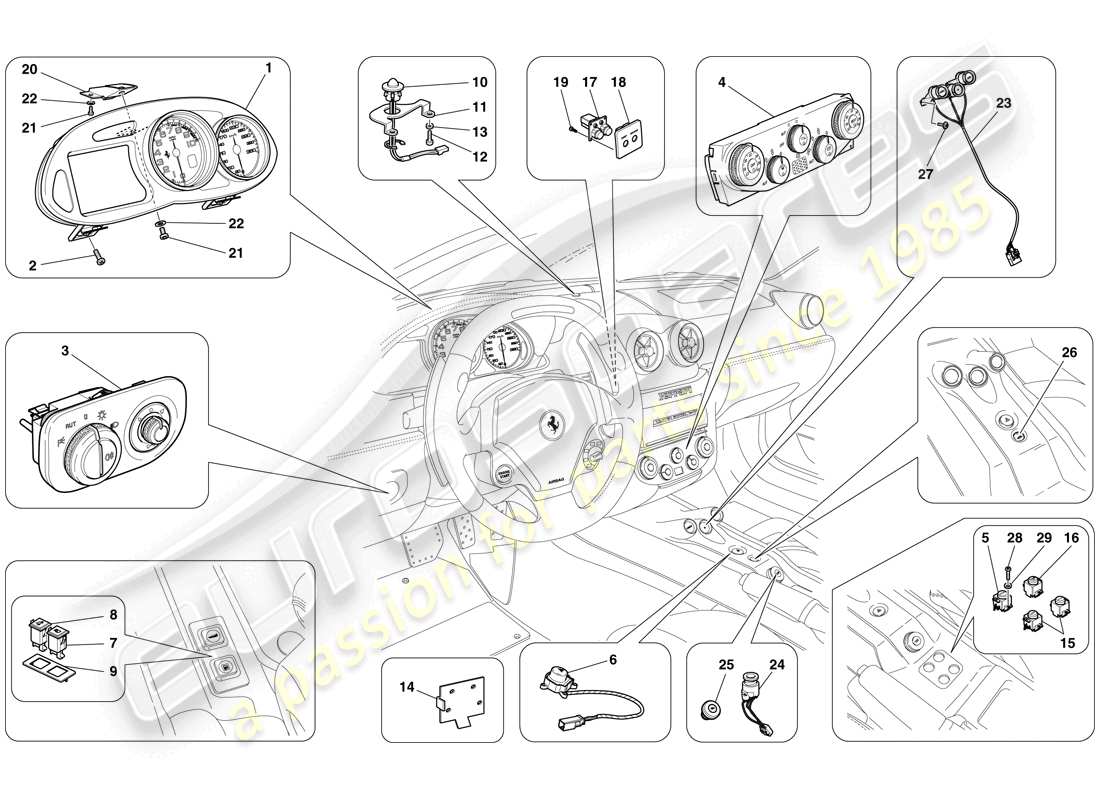 ferrari 599 sa aperta (usa) instrumentation parts diagram