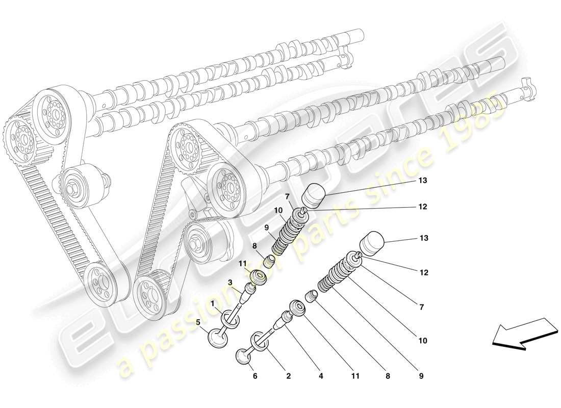 ferrari 612 sessanta (europe) timing - valves part diagram