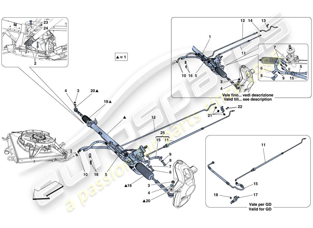 ferrari 458 italia (usa) hydraulic power steering box part diagram