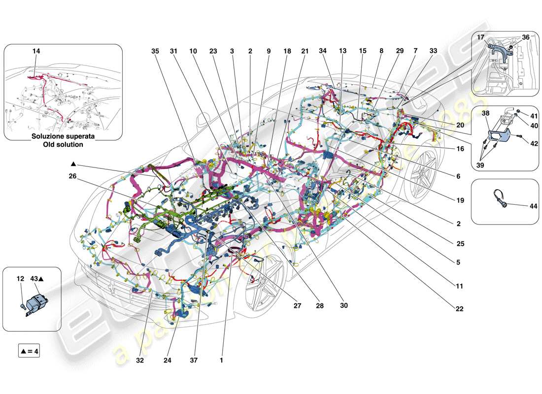 ferrari f12 berlinetta (rhd) main wiring harnesses parts diagram