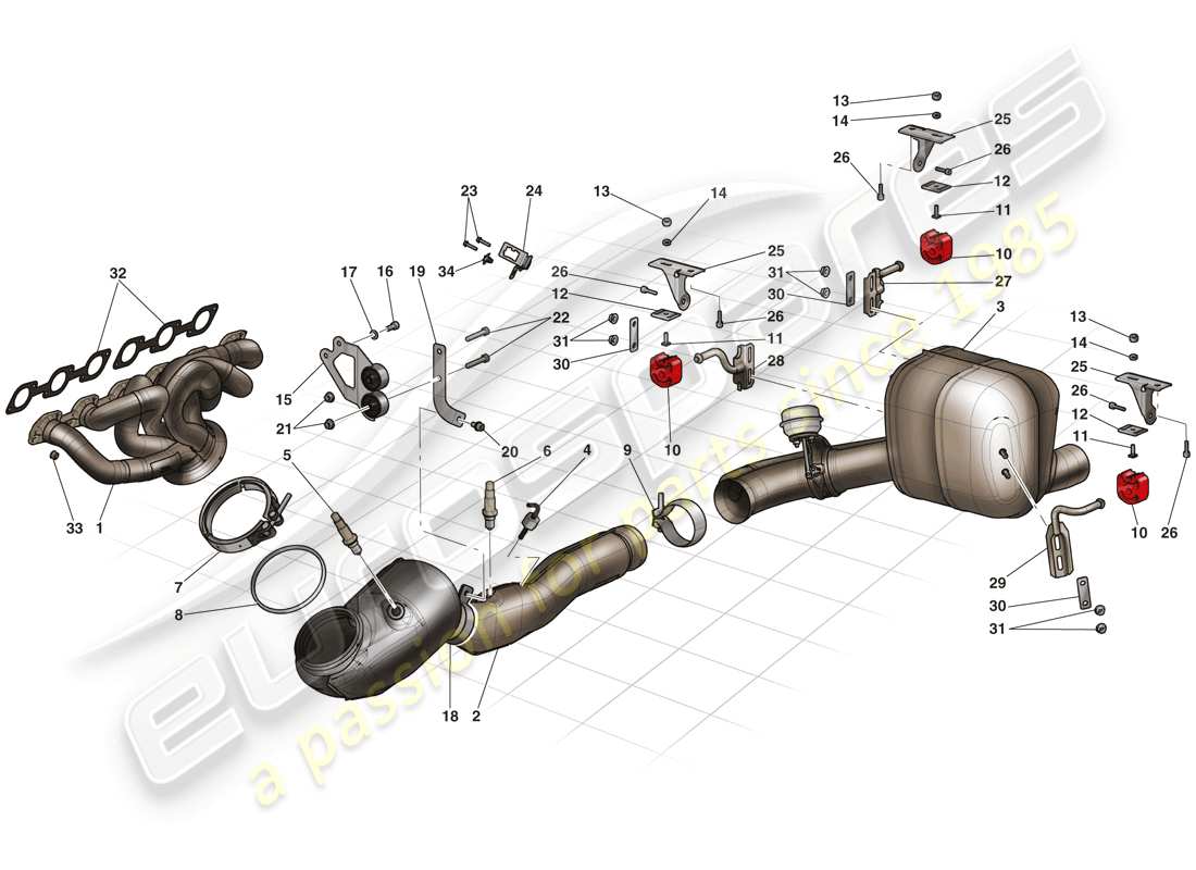 ferrari laferrari (europe) exhaust system parts diagram