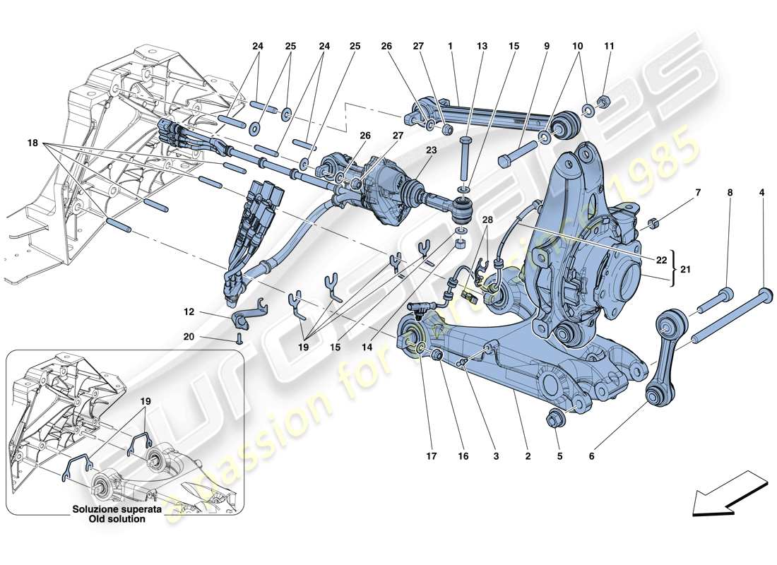 ferrari 812 superfast (rhd) rear suspension - arms part diagram