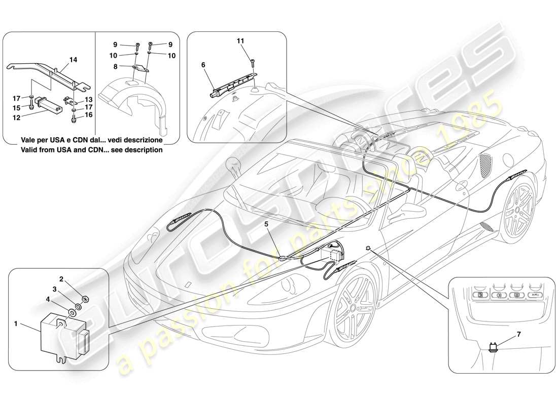 ferrari f430 spider (rhd) tyre pressure monitoring system parts diagram
