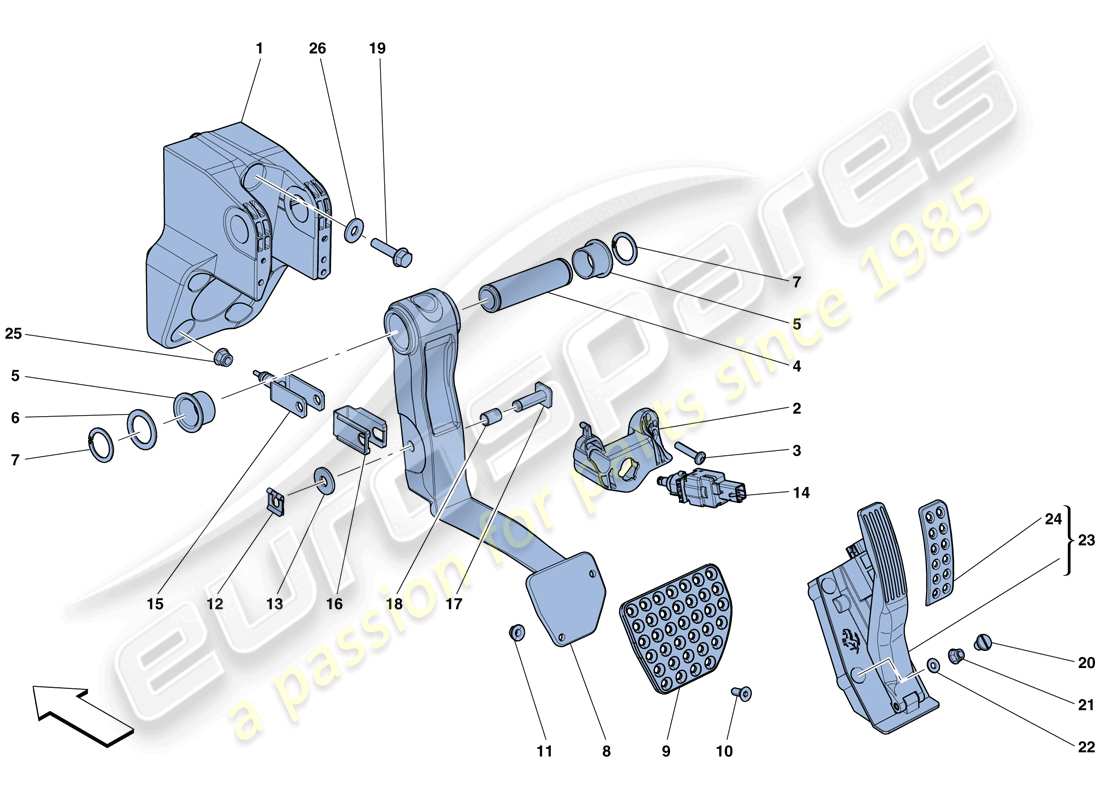 ferrari california t (europe) complete pedal board assembly parts diagram