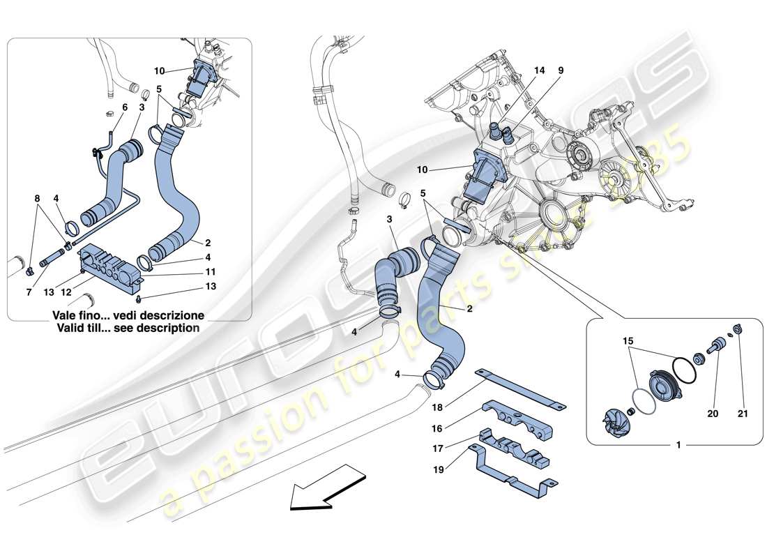 ferrari 458 italia (europe) cooling - water pump parts diagram