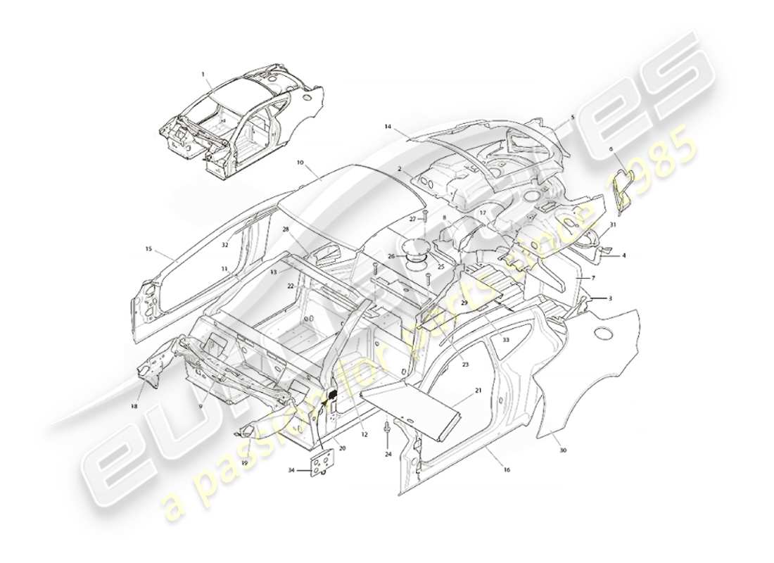 aston martin vanquish (2004) body structure part diagram