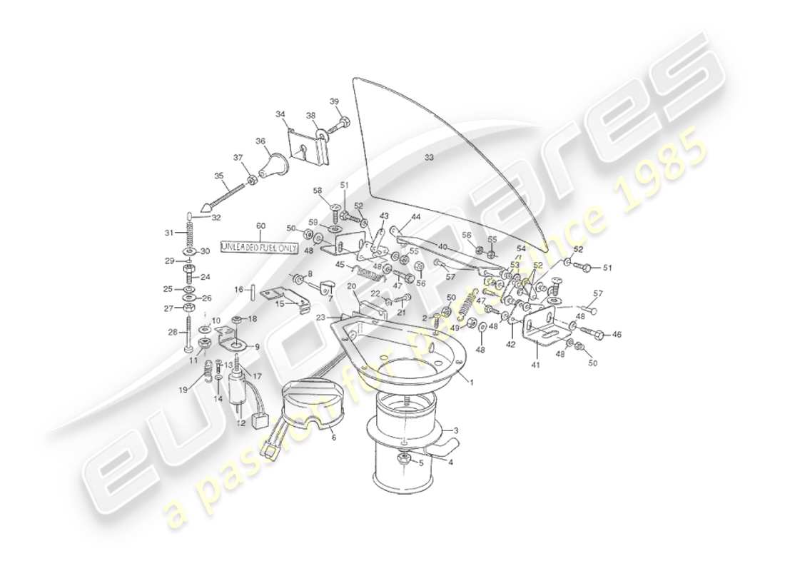 aston martin v8 virage (2000) fuel filler flaps part diagram