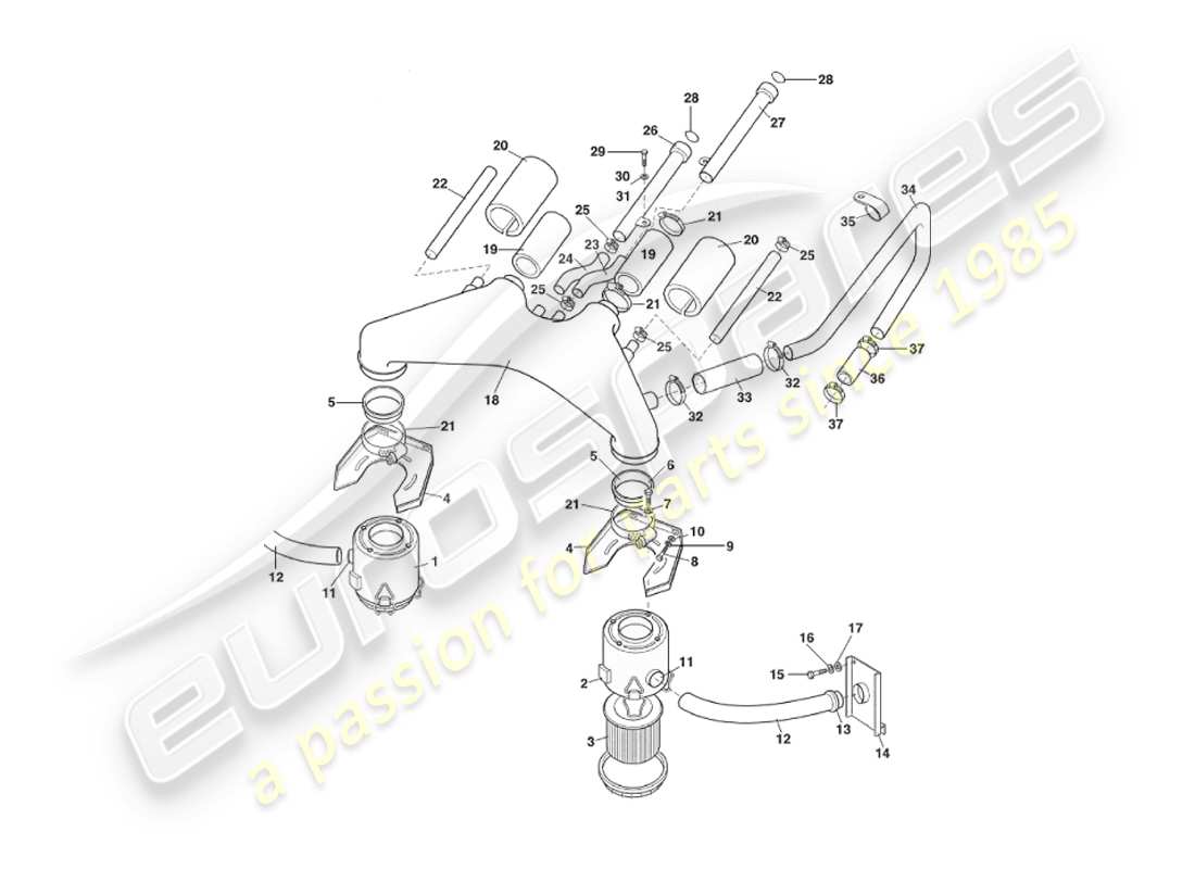 aston martin v8 virage (1999) air filters, to vin 60224 part diagram