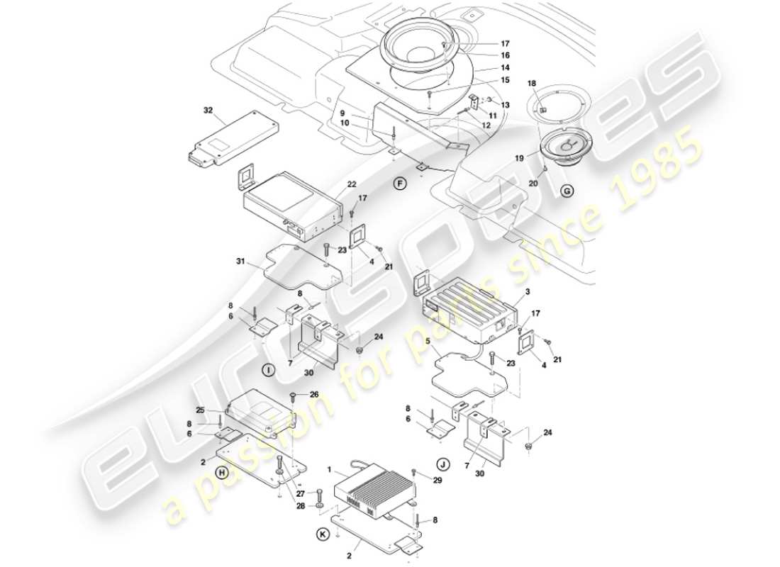 aston martin vanquish (2001) in-car entertainment part diagram