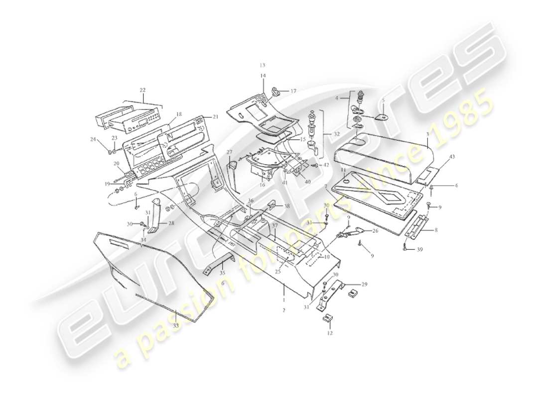 aston martin v8 virage (2000) centre console, volante parts diagram