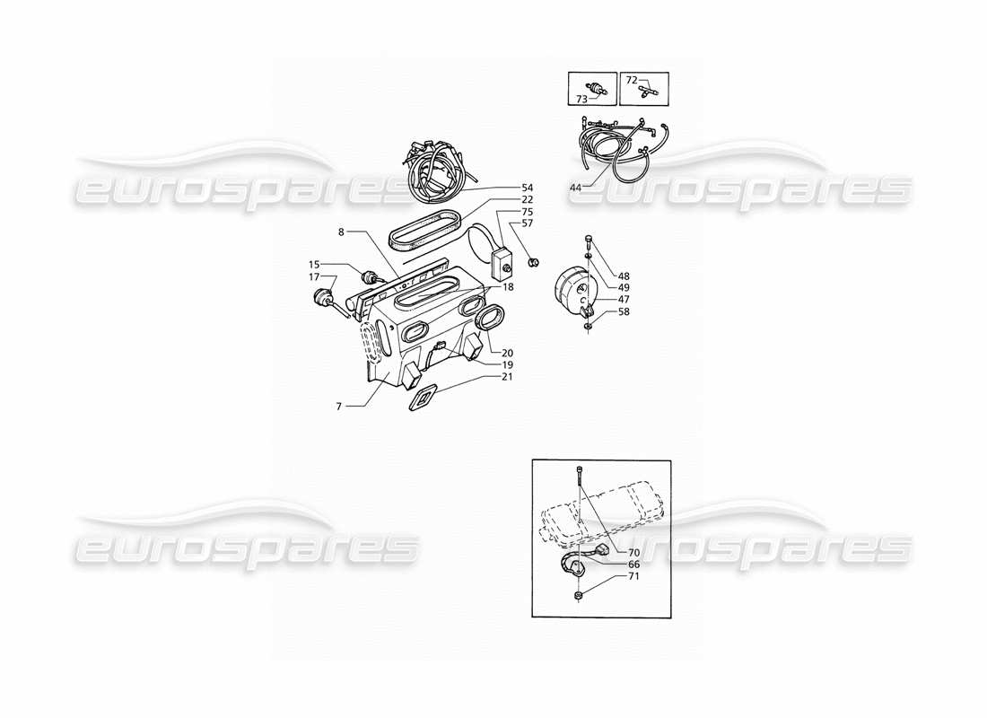 maserati qtp v6 (1996) automatic air conditioner assy (rhd) parts diagram