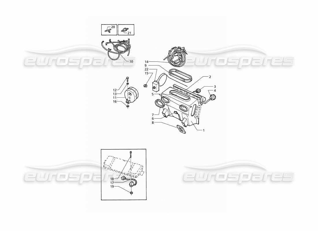 maserati qtp v8 (1998) automatic air conditioner assy (lhd) parts diagram