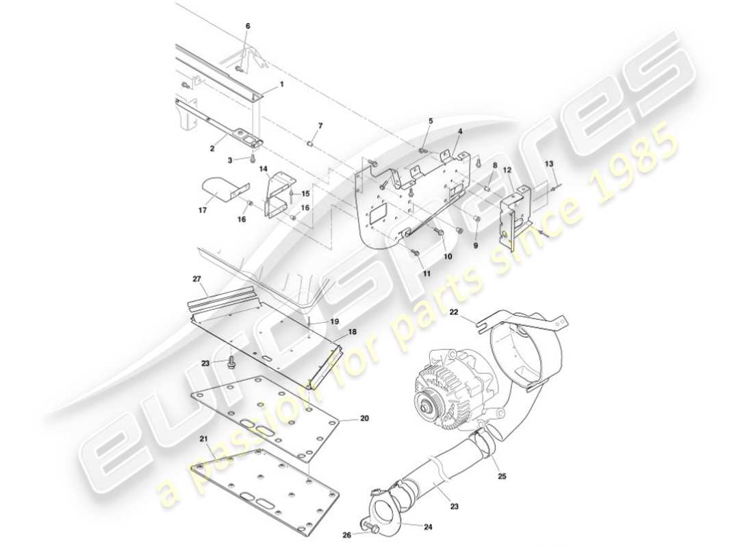 aston martin vanquish (2001) heat deflectors & shields part diagram