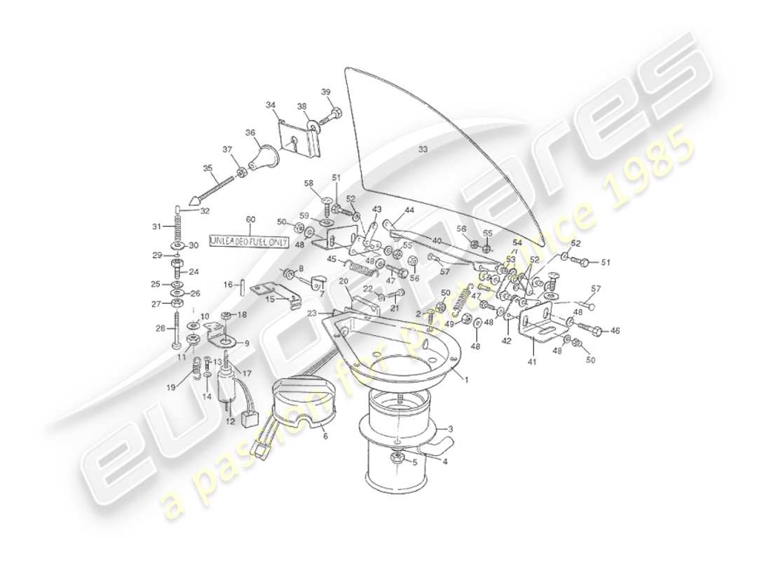 aston martin v8 virage (1999) fuel filler flaps part diagram