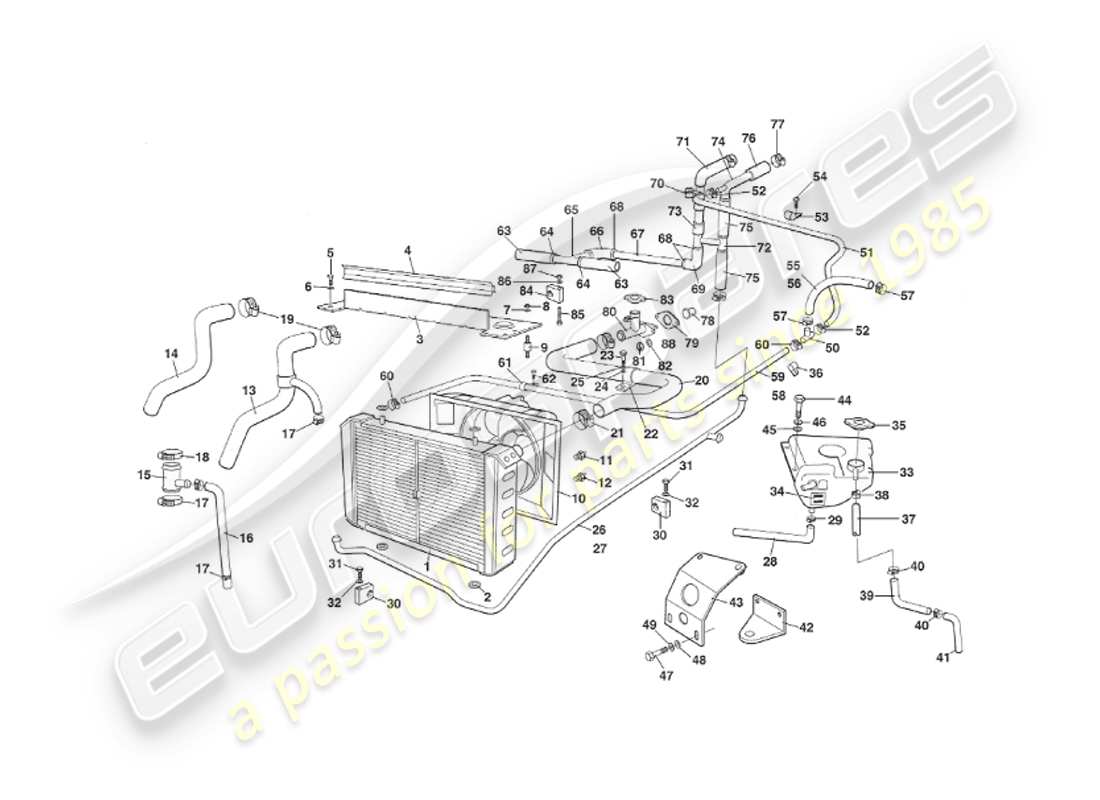 aston martin v8 virage (1999) water cooling system, to approx vin 60192 part diagram