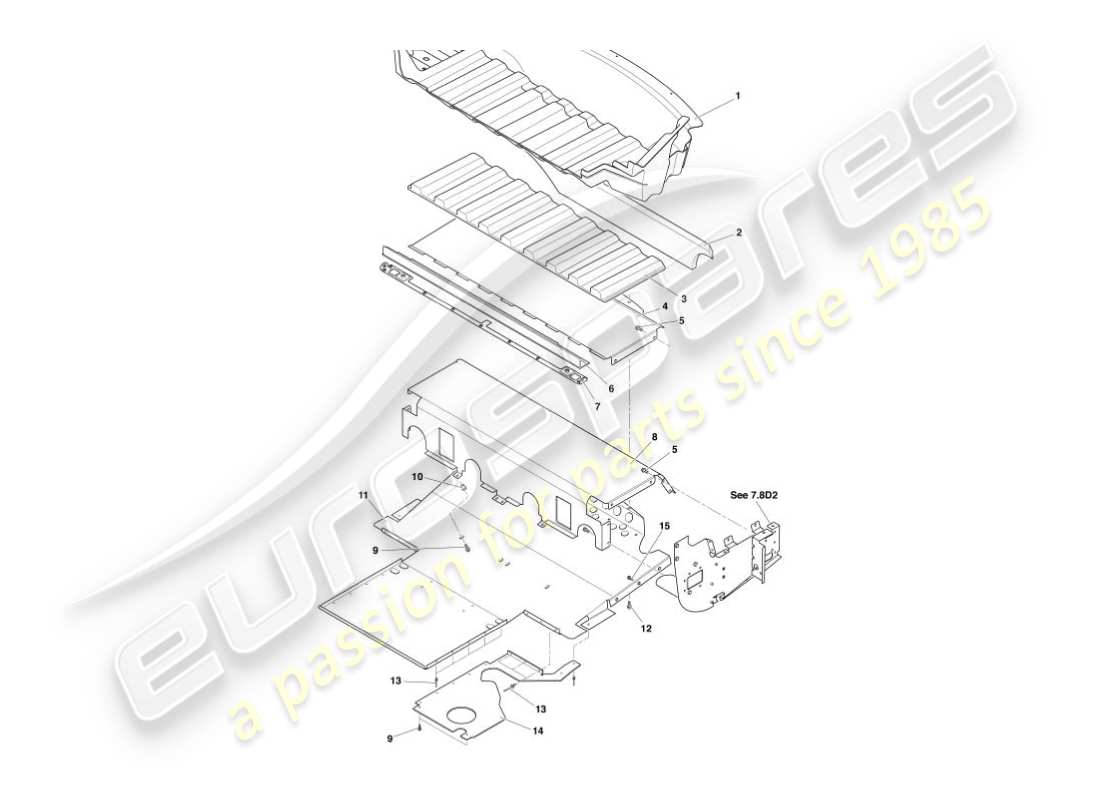 aston martin vanquish (2002) heat deflector & shields part diagram