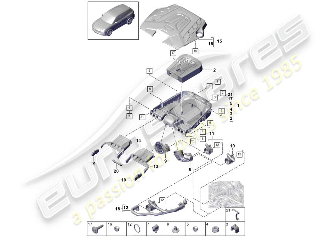 VIEW PARTS DIAGRAMS FROM THE PORSCHE CAYENNE PARTS CATALOGUE a part diagram from the porsche cayenne parts catalogue
