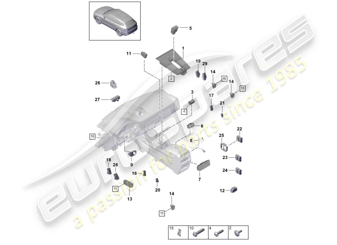 a part diagram from the porsche 2022 (cayenne e3 9ya/9yb) parts catalogue
