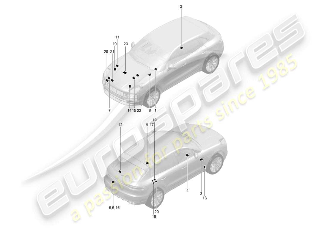 VIEW PARTS DIAGRAMS FROM THE PORSCHE MACAN PARTS CATALOGUE a part diagram from the porsche macan parts catalogue