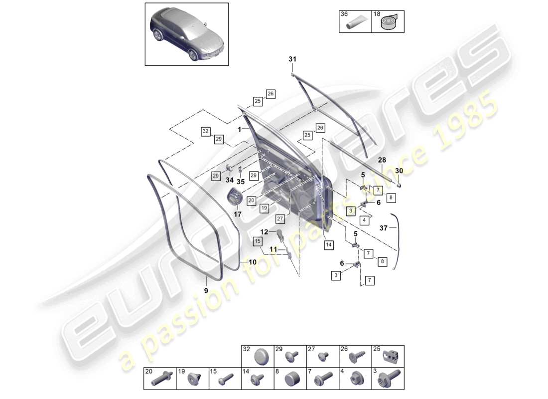 a part diagram from the porsche cayenne parts catalogue