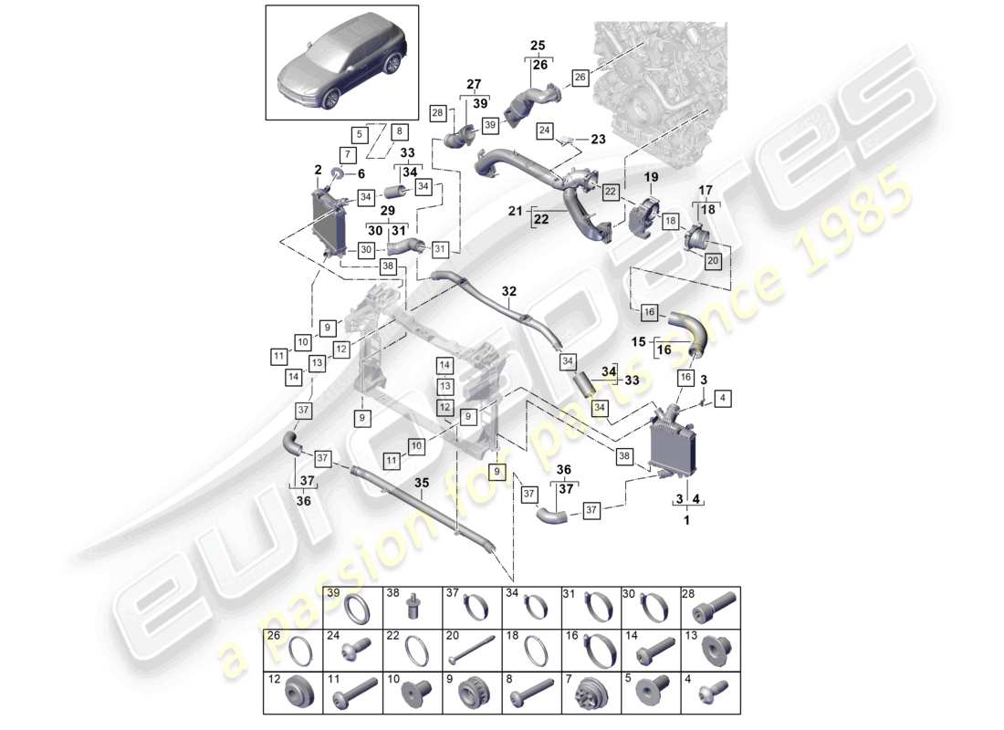 VIEW PARTS DIAGRAMS FROM THE PORSCHE CAYENNE PARTS CATALOGUE a part diagram from the porsche cayenne parts catalogue