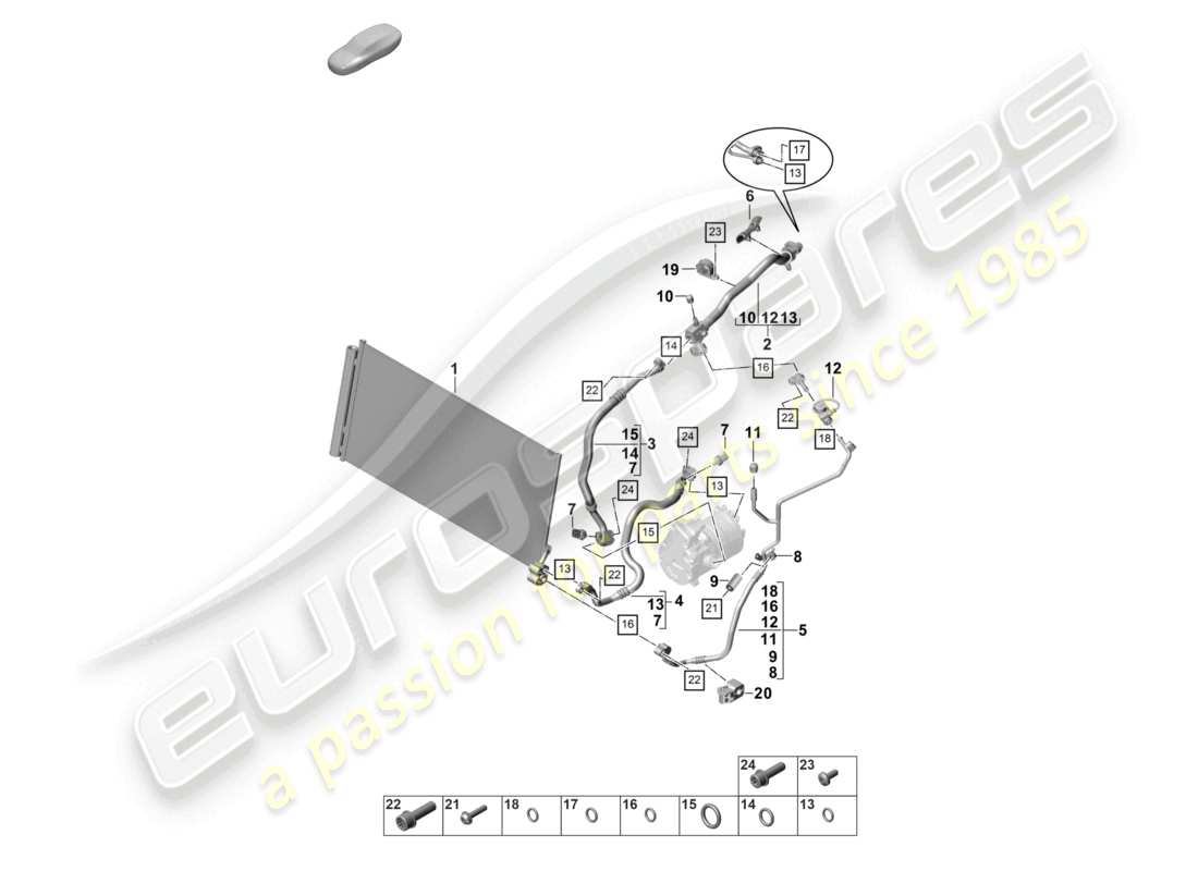 porsche 2021 (panamera 971-2) heating, air cond. system v6 2,9l turbo for vehicles with hybrid drive refrigerant circuit r1234yf coolant part diagram