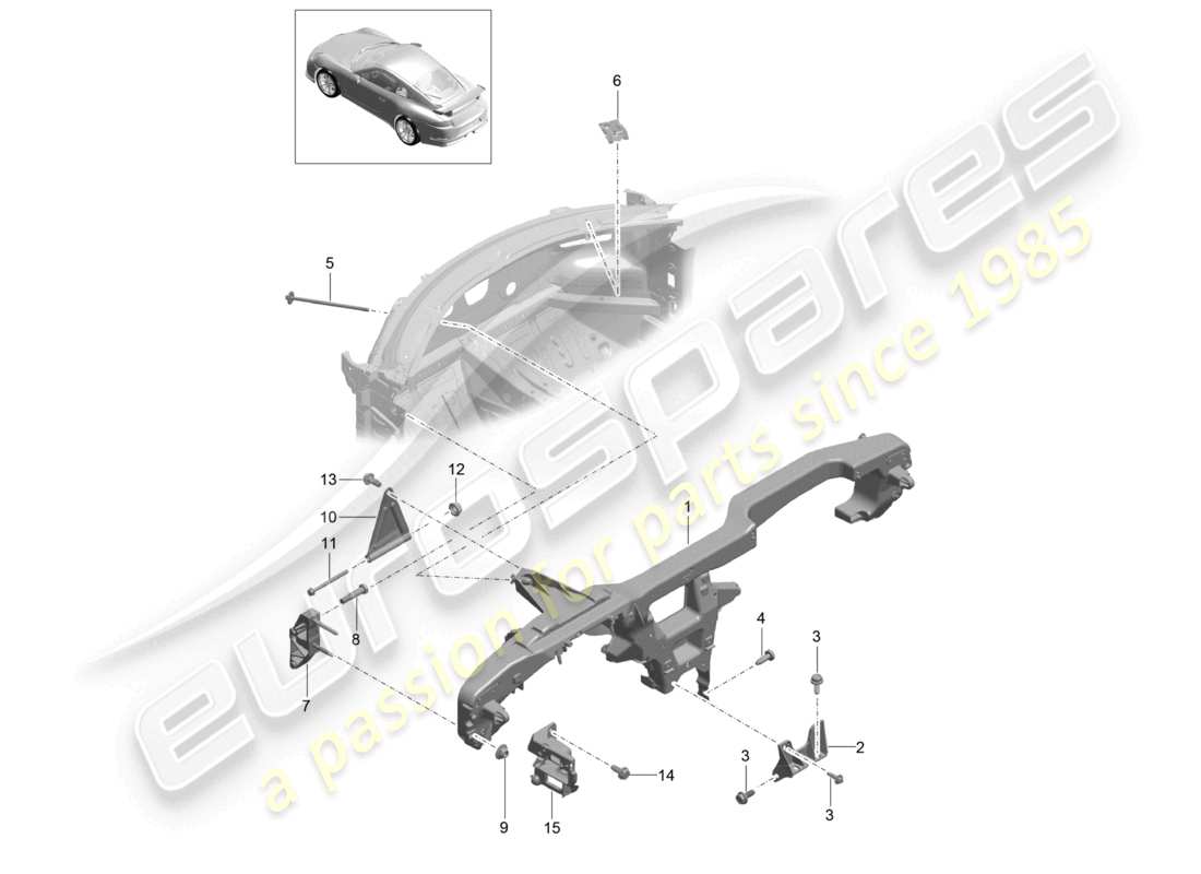 porsche 2021 (991-2 r/gt3/rs) retaining frame dashboard part diagram