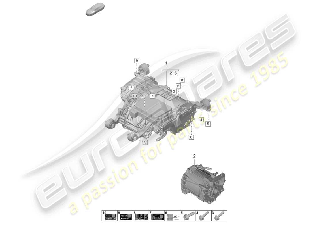 porsche 2025 (taycan 9j1-2) replacement engine traction motor for elec. drive rear axle part diagram