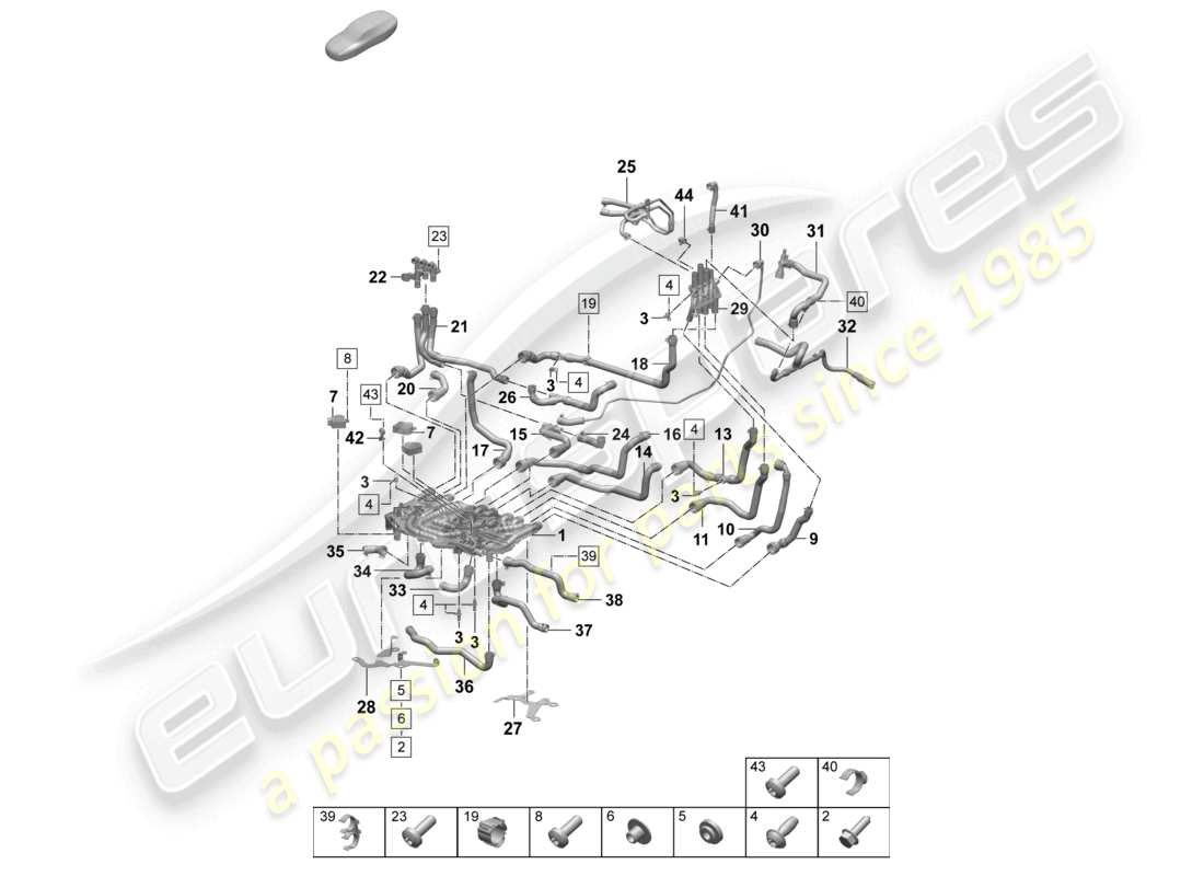 porsche 2025 (taycan 9j1-2) coolant pipe front distributor for coolant part diagram