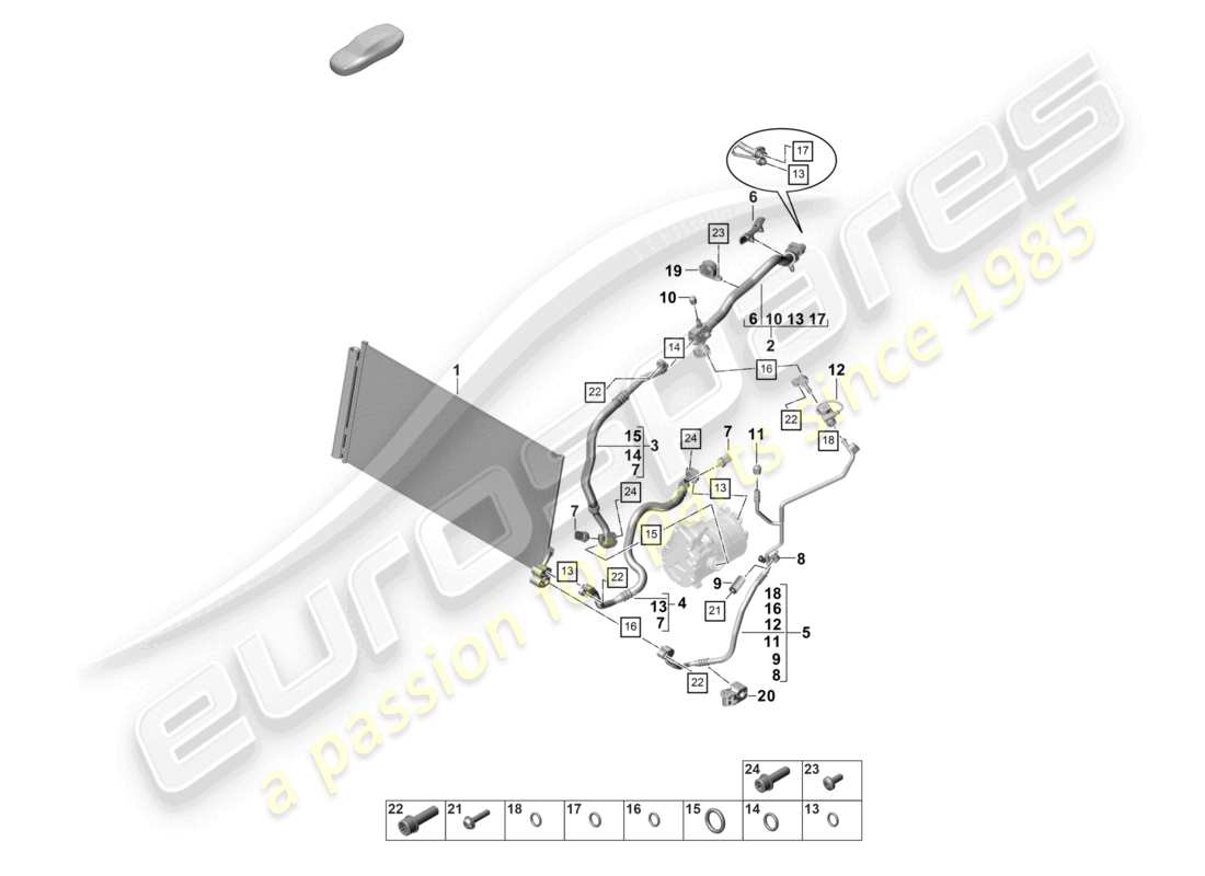 porsche 2021 (panamera 971-2) heating, air cond. system v8 4,0l bt for vehicles with hybrid drive refrigerant circuit r1234yf coolant part diagram