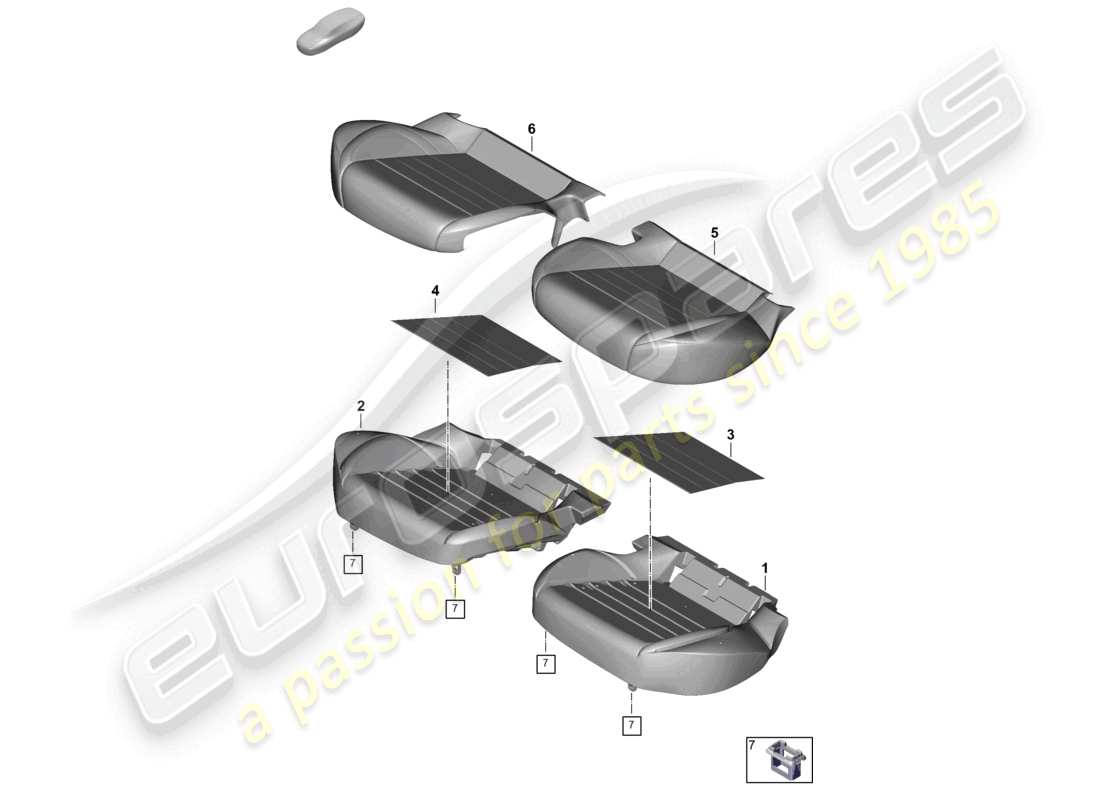 porsche 2025 (panamera 976) foam part rear seat cushion seat cover part diagram