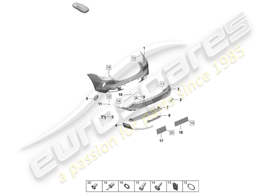 porsche 2026 (taycan 9j1-2) bumper rear special model part diagram