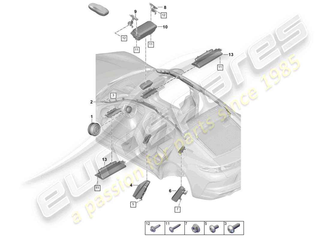porsche 2024 (panamera 976) airbag part diagram
