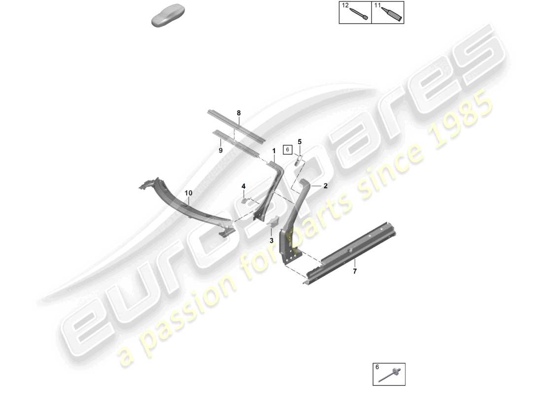 porsche 2022 (718 boxster spyder) scuttle part diagram